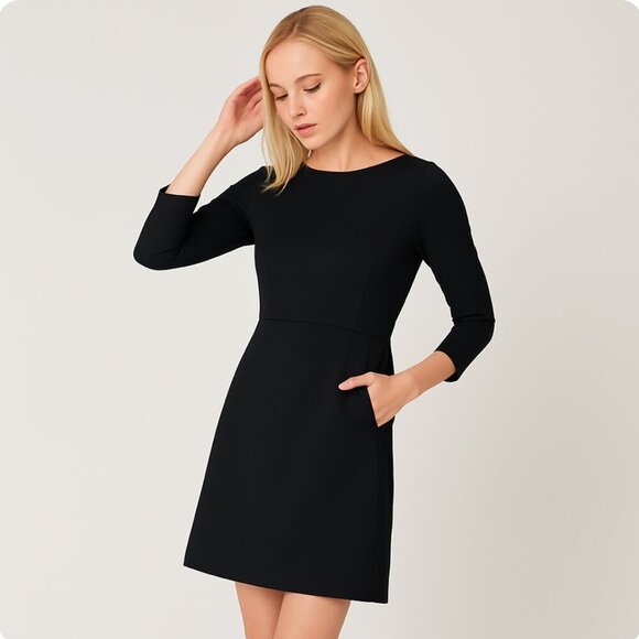 Spanx Dresses & Skirts - Spanx The Perfect Shift in Classic Black Ponte Stretch Dress 3 /4 Sleeve Size XL